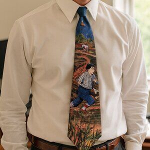 Tango Necktie by Max Raab Americana Series Dream Team Circa 1919 Suit Silk‎ 58”